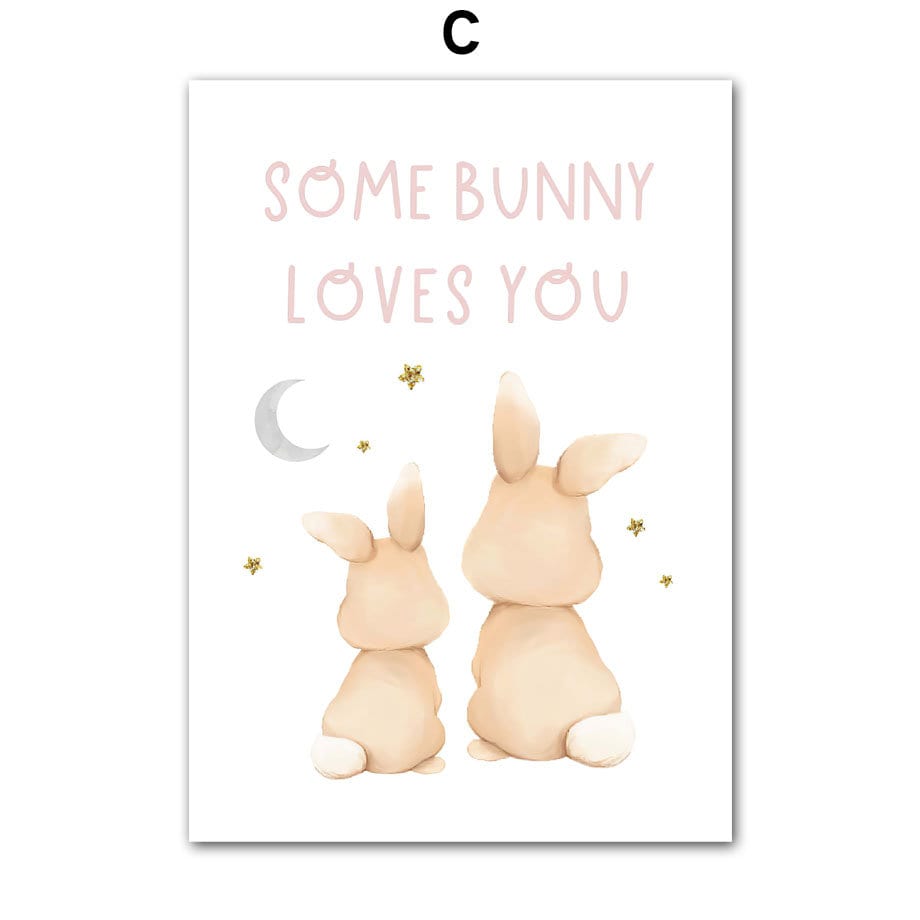 Poster Kinderzimmer Regenbogen Hase Name Personalisiert Rosa · Kinderzimmer Bilder · Wand Deko · Kunst Druck · Deko Print · ohne Rahmen