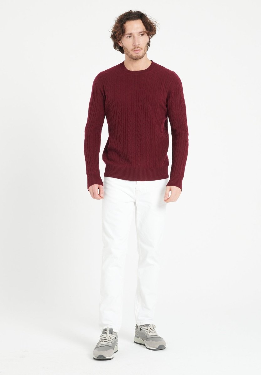Herren Kaschmir-Pullover Rundhals Bordeaux – ZACH 5