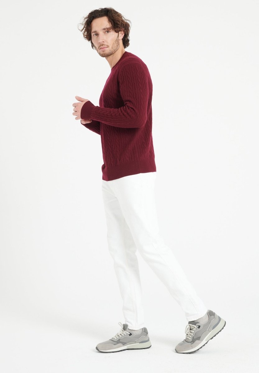 Herren Kaschmir-Pullover Rundhals Bordeaux – ZACH 5