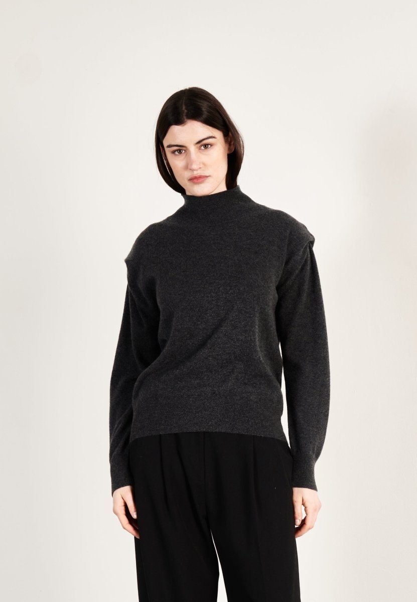 Pull col roulé femme en cachemire gris anthracite - HANA 8