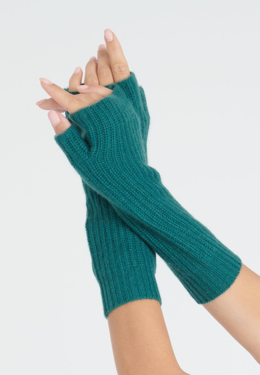 Unisex Kaschmir-Fäustlinge 4-fädig – Dunkelgrün (UNI 8)